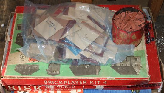 Toy Bricklayer kit, Colditz game & Risk